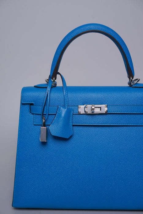 Hermes Kelly 25 in Blue Zanzibar Epsom Phw (Brand New)