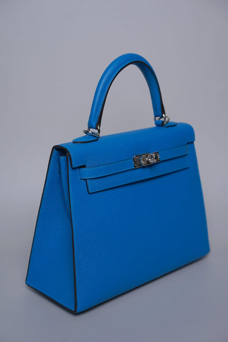 Hermes Kelly 25 in Blue Zanzibar Epsom Phw (Brand New)