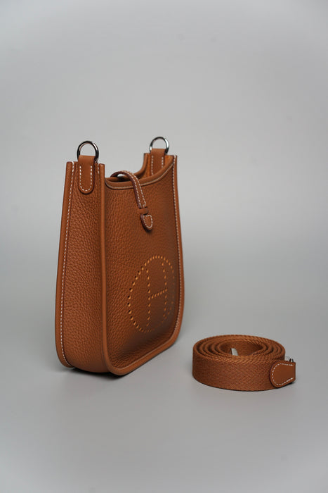 Hermes Mini Evelyne in Gold Phw (Brand New)