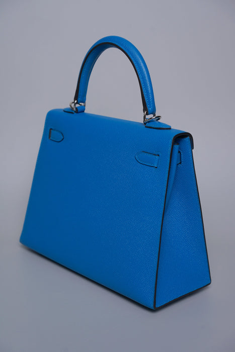 Hermes Kelly 25 in Blue Zanzibar Epsom Phw (Brand New)