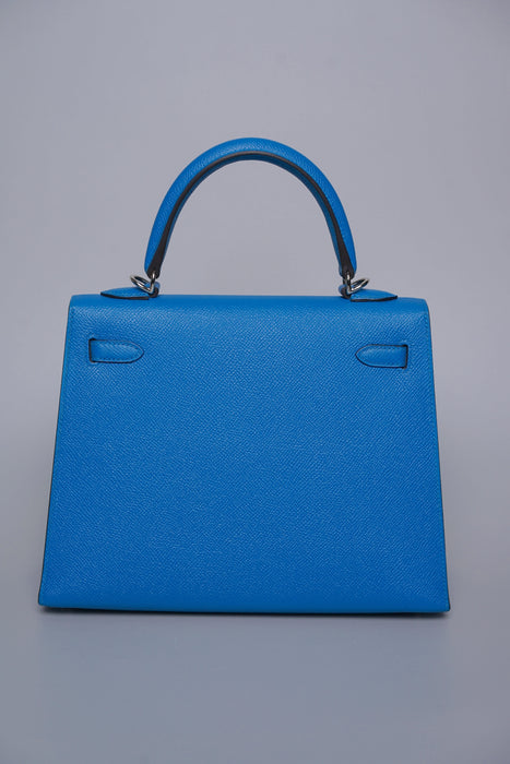 Hermes Kelly 25 in Blue Zanzibar Epsom Phw (Brand New)