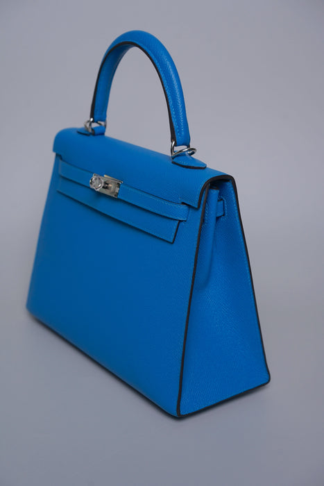 Hermes Kelly 25 in Blue Zanzibar Epsom Phw (Brand New)