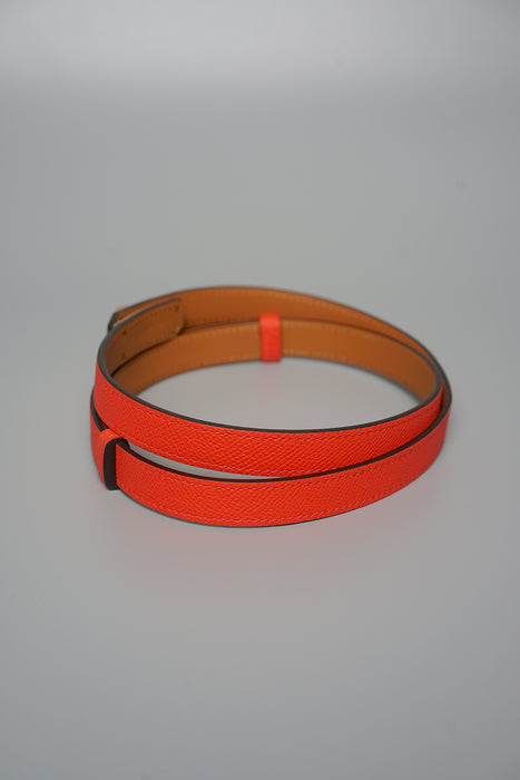 Hermes Kelly 18 Belt in Orange Field Rghw (Brand New)