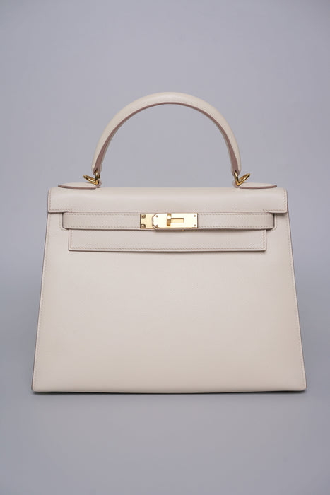 Hermes Kelly 28 Sellier in Craie Epsom Ghw (Brand New)