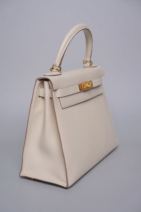 Hermes Kelly 28 Sellier in Craie Epsom Ghw (Brand New)
