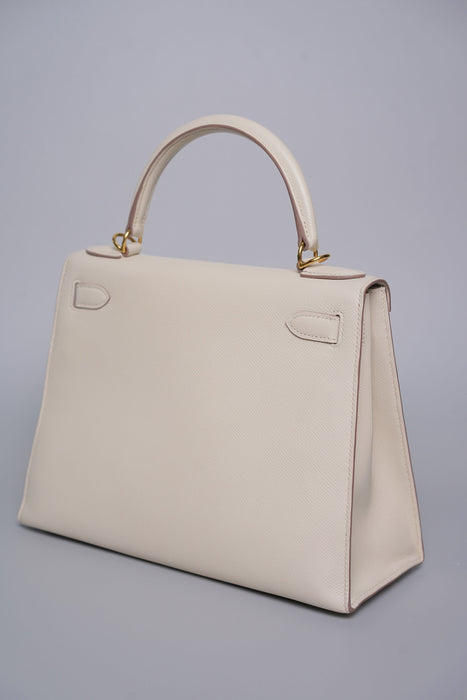 Hermes Kelly 28 Sellier in Craie Epsom Ghw (Brand New)