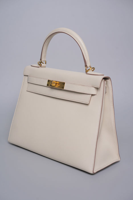 Hermes Kelly 28 Sellier in Craie Epsom Ghw (Brand New)