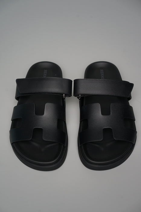 Hermes Chypre Sandals in Noir Size 37.5 (Brand New)