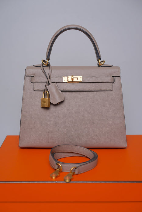 Hermes Kelly 25 HSS in Gris Asphalt Epsom Bghw (Brand New)