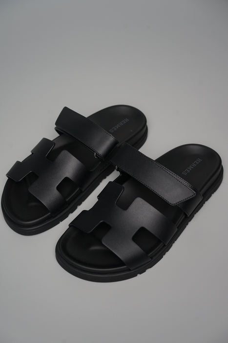 Hermes Chypre Sandals in Noir Size 37.5 (Brand New)