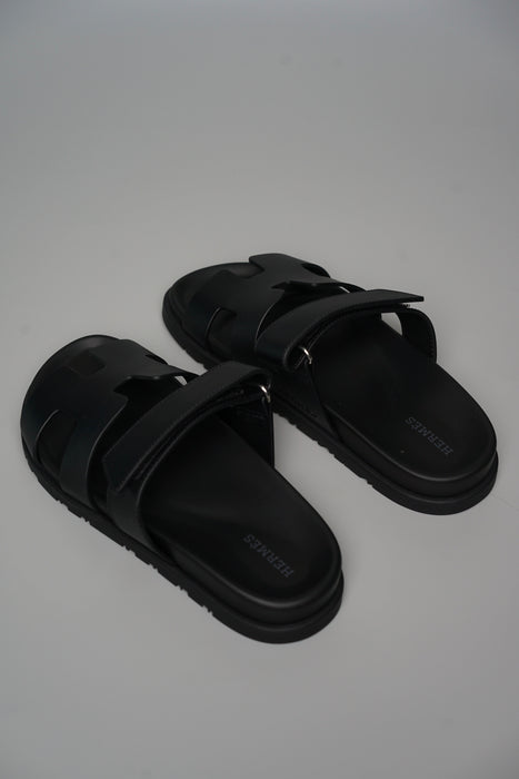 Hermes Chypre Sandals in Noir Size 37.5 (Brand New)
