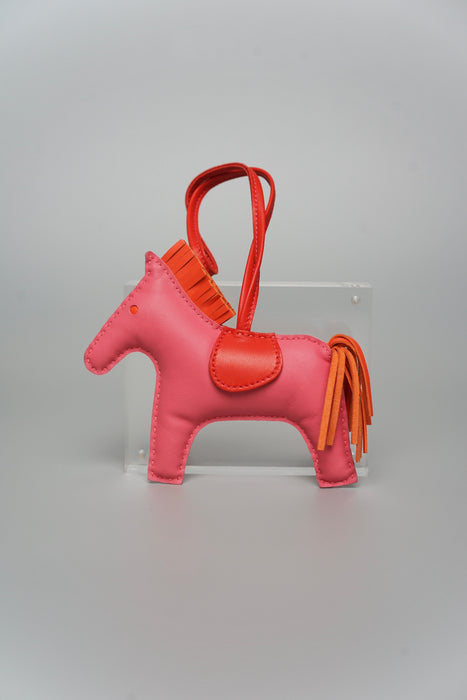 Hermes Rodeo MM Charm in Rose Azalee / Orange Poppy / Rouge Indien