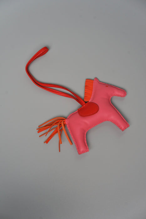 Hermes Rodeo MM Charm in Rose Azalee / Orange Poppy / Rouge Indien