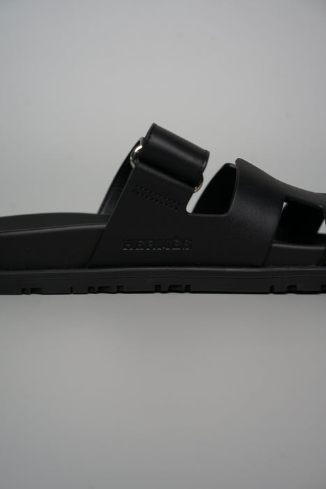 Hermes Chypre Sandals in Noir Size 37.5 (Brand New)