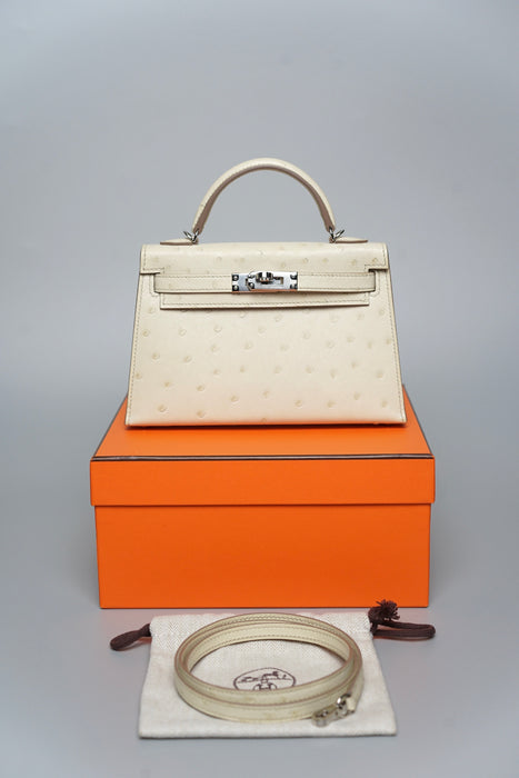Hermes Kelly 20 in Beton Ostrich Phw