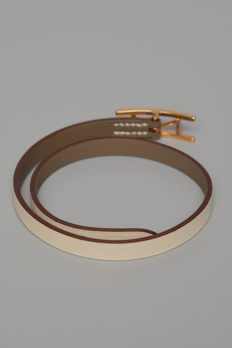 Hermes Behapi Double Tour Bracelet in Nata/Etoupe Rghw Size T1 (Brand New)