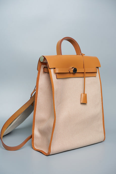 Hermes Herbag Backpack in Canvas Toile Phw