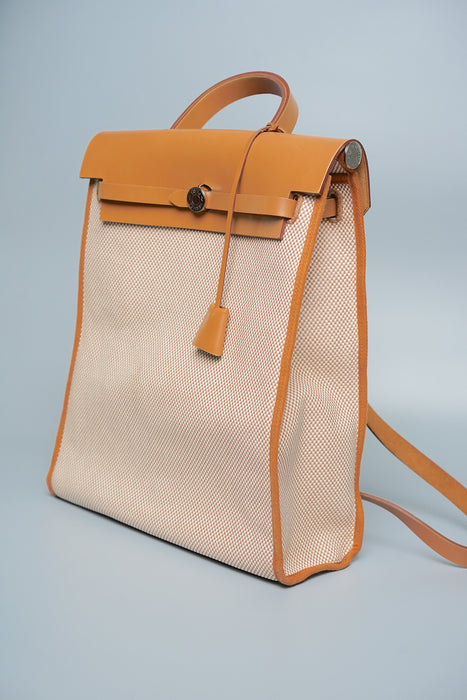 Hermes Herbag Backpack in Canvas Toile Phw