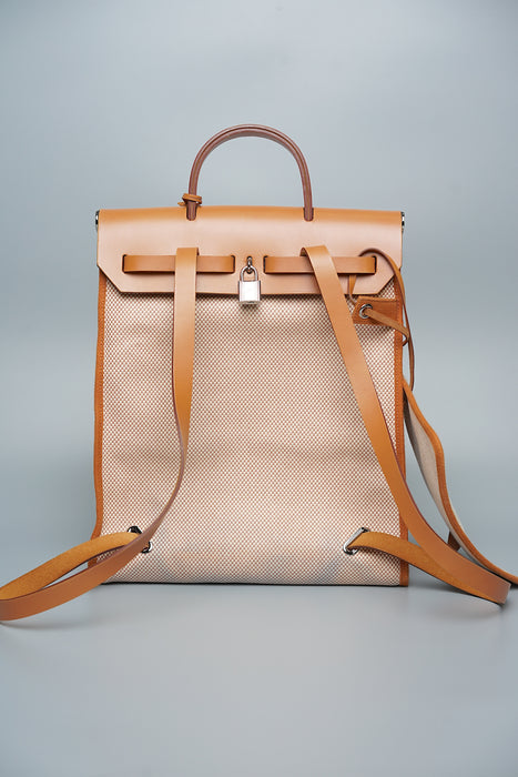 Hermes Herbag Backpack in Canvas Toile Phw