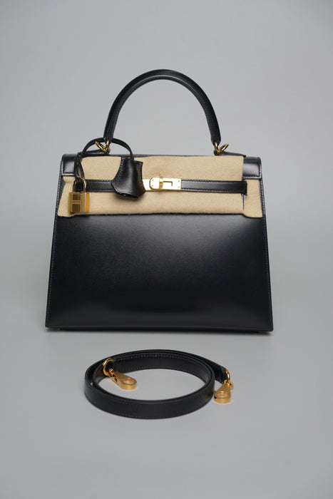 Hermes Kelly 25 in Noir Box Ghw (Brand New)