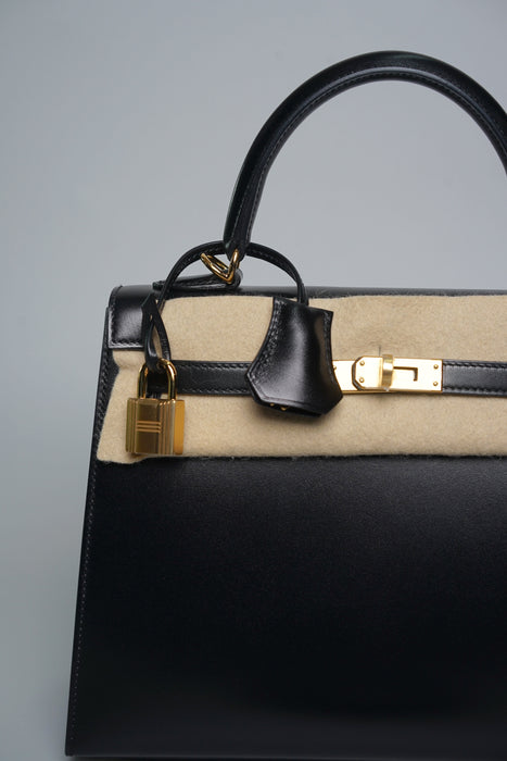 Hermes Kelly 25 in Noir Box Ghw (Brand New)