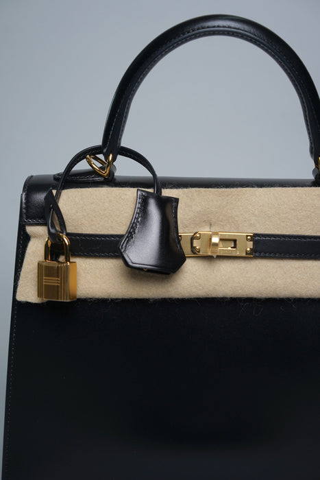 Hermes Kelly 25 in Noir Box Ghw (Brand New)