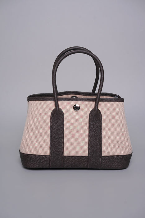 Hermes Mini Garden Party Toile 23 in Ecru-Beige/Bai Brun Phw (Brand New)