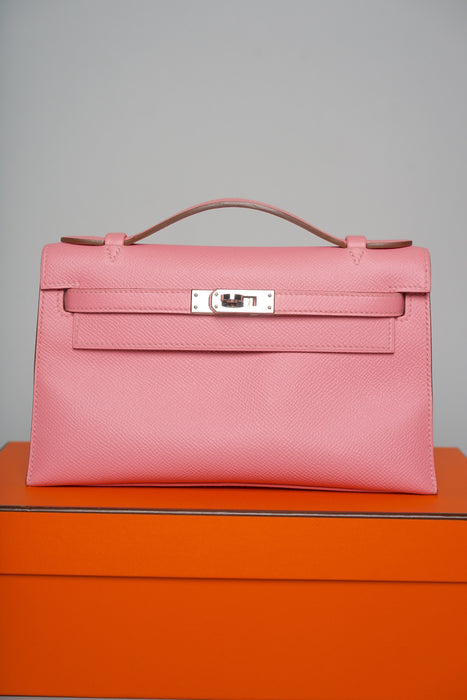 Hermes Kelly Pochette in Rose confetti Epsom Phw