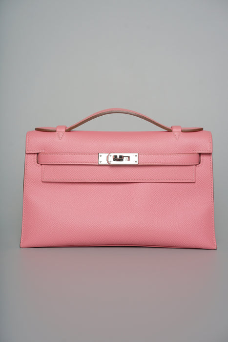 Hermes Kelly Pochette in Rose confetti Epsom Phw