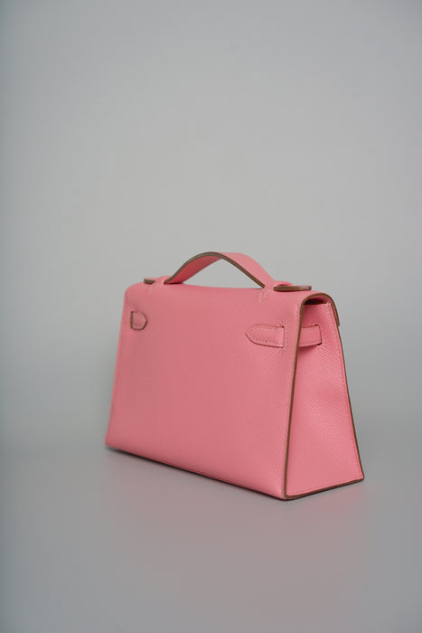 Hermes Kelly Pochette in Rose confetti Epsom Phw