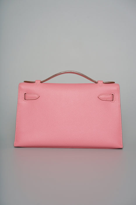 Hermes Kelly Pochette in Rose confetti Epsom Phw