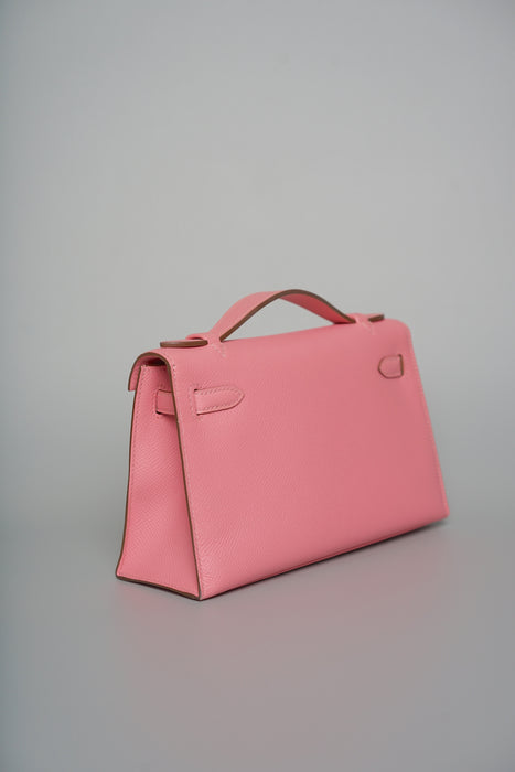 Hermes Kelly Pochette in Rose confetti Epsom Phw