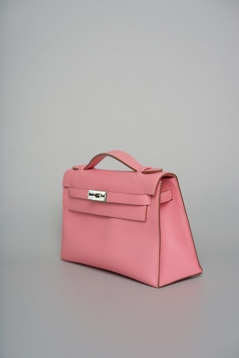 Hermes Kelly Pochette in Rose confetti Epsom Phw