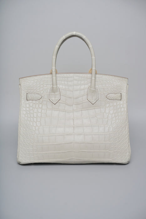 Hermes Birkin 30 in Gris Perle Matte Alligator Phw (Brand New)