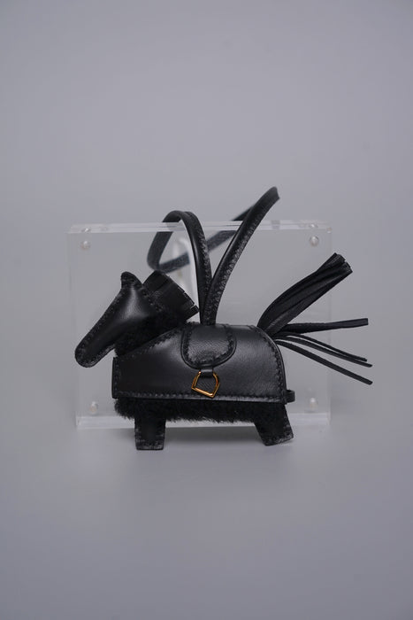 Hermes Rodeo Robeo Plush PM Charm in Noir Ghw (Brand New)
