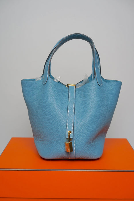 Hermes Picotin 18 in Bleu Jeans Ghw (Brand New)