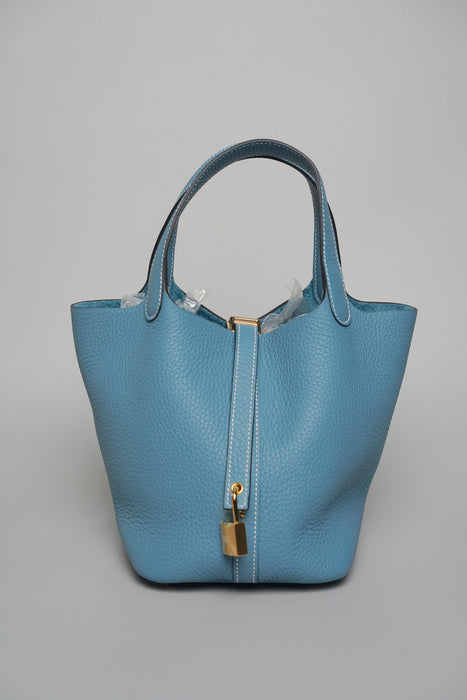 Hermes Picotin 18 in Bleu Jeans Ghw (Brand New)