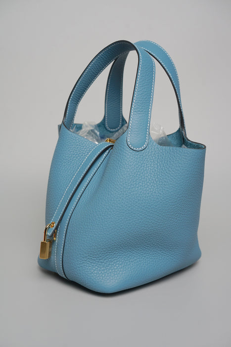 Hermes Picotin 18 in Bleu Jeans Ghw (Brand New)