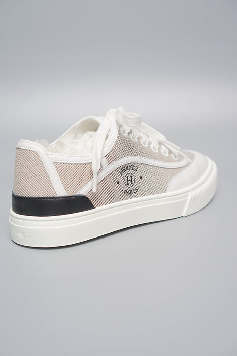 Hermes Get Sneakers Toile in Prunoir / Blanc Size 39.5 (Brand New)