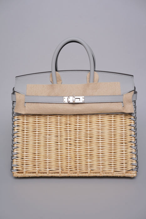 Hermes Birkin 25 Picnic in Naturel/Bleu Glacier Phw (Brand New)