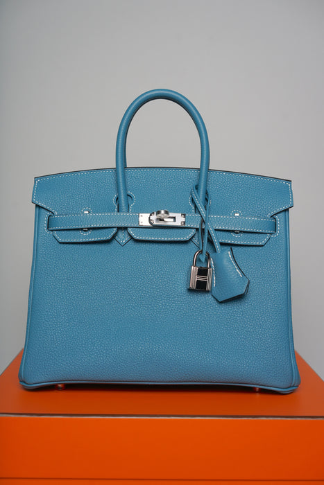 Hermes Birkin 25 in Blue Jeans Togo Phw (Brand New)