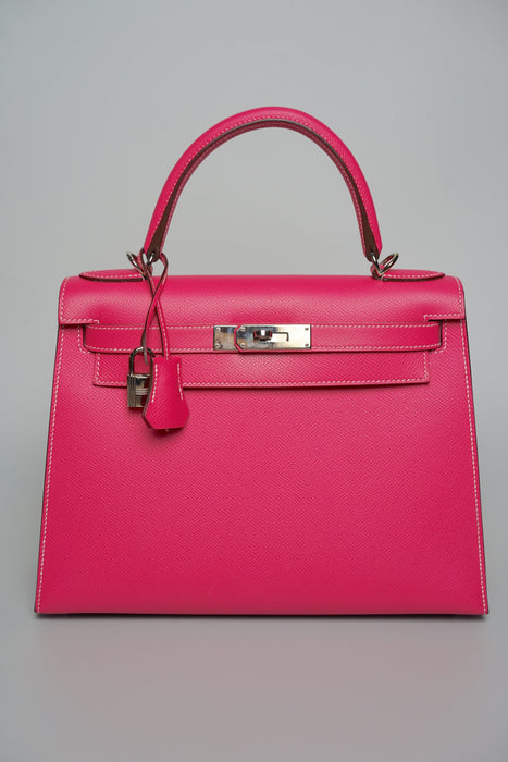 Hermes Kelly 28 Sellier in Rose Tyrien Candy Phw