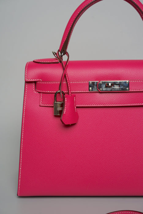 Hermes Kelly 28 Sellier in Rose Tyrien Candy Phw