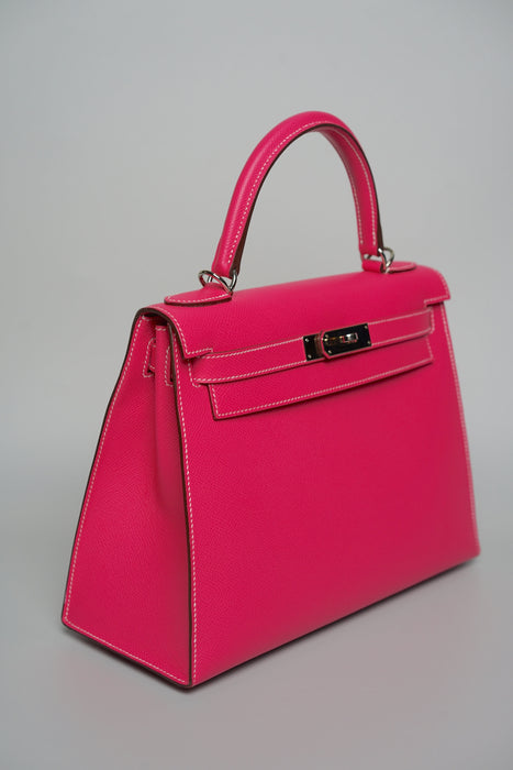 Hermes Kelly 28 Sellier in Rose Tyrien Candy Phw