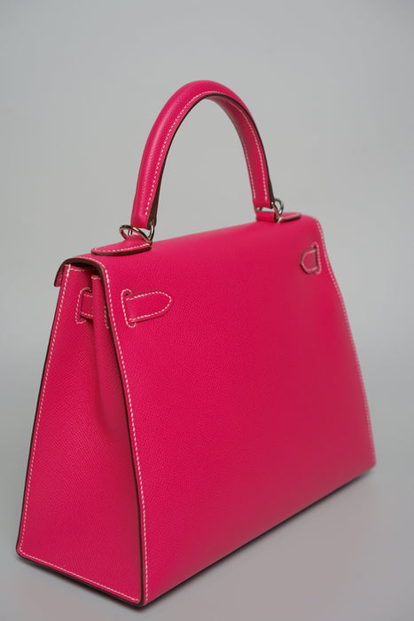 Hermes Kelly 28 Sellier in Rose Tyrien Candy Phw