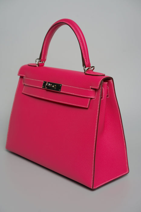 Hermes Kelly 28 Sellier in Rose Tyrien Candy Phw