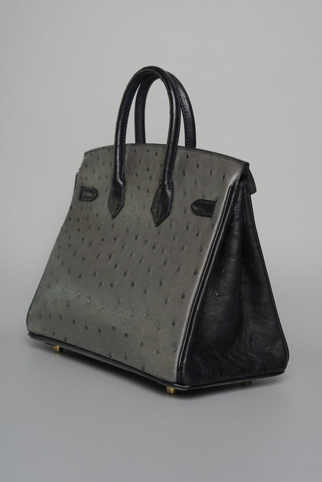 Hermes Birkin 25 Hss in Gris Agate x Black Ostrich Bghw