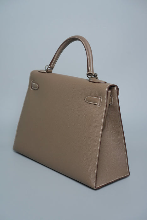 Hermes Kelly 32 Sellier in Etoupe Epsom Phw