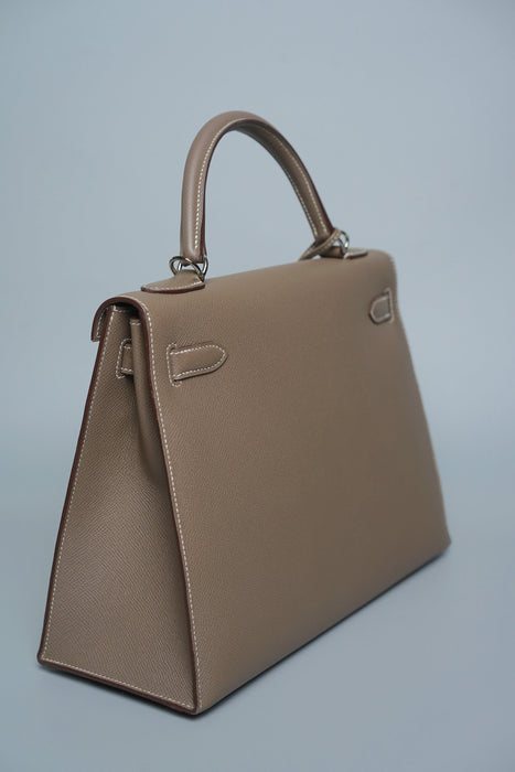 Hermes Kelly 32 Sellier in Etoupe Epsom Phw