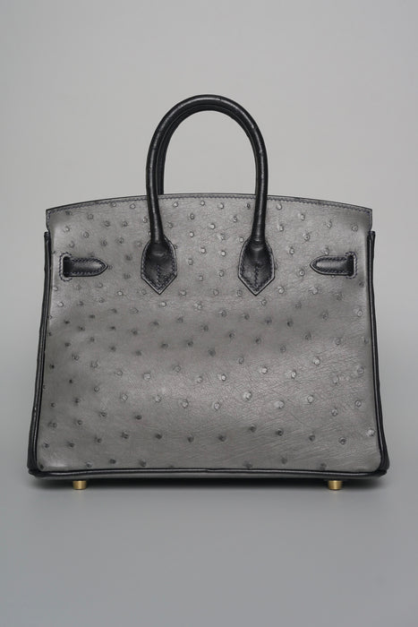Hermes Birkin 25 Hss in Gris Agate x Black Ostrich Bghw